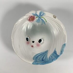 Vintage Lefton Mr Toodles White Maltese Puppy Dog Ceramic Bowl 3293